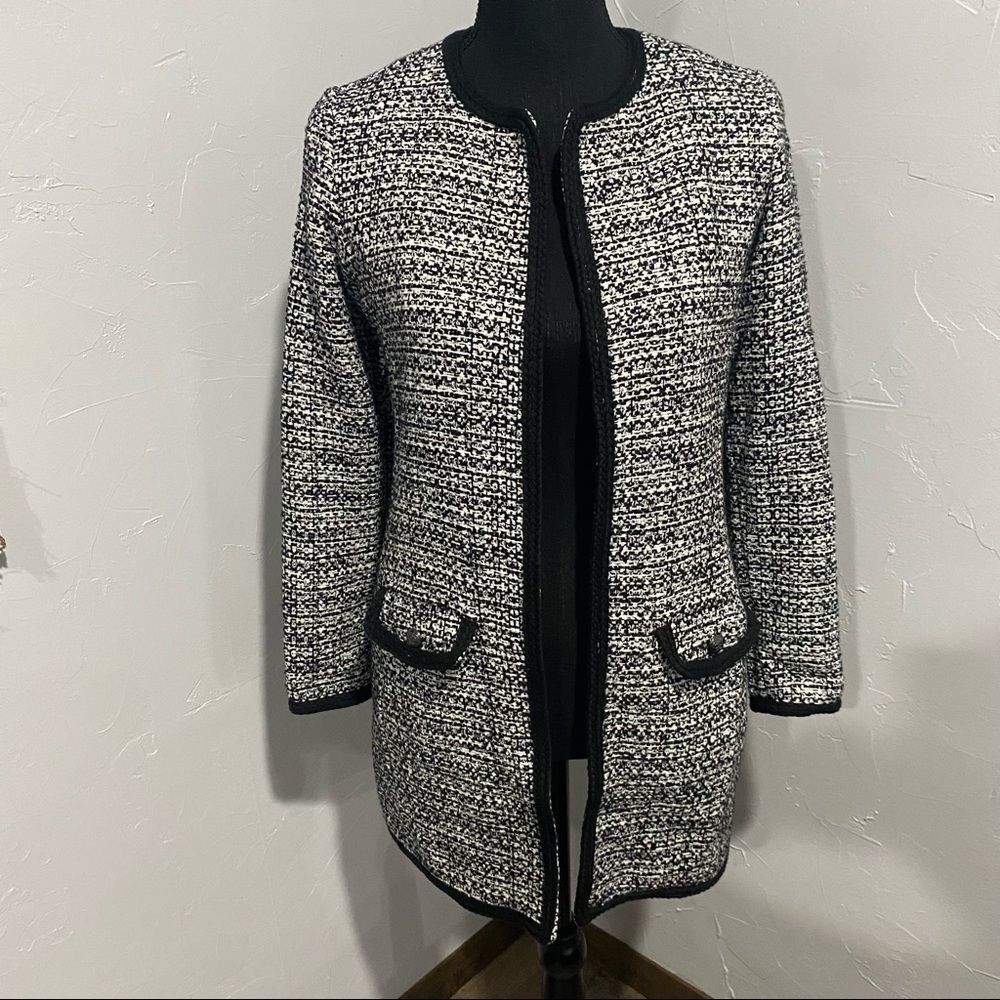 TALBOTS TEXTURED TWEED SWEATER JACKET​​​​